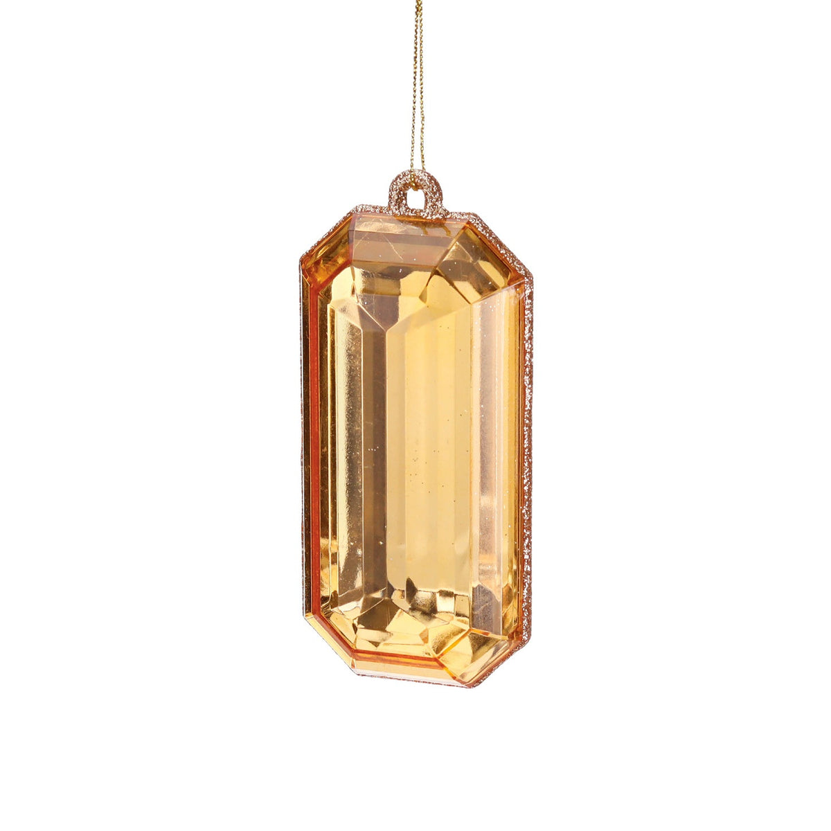 Goodwill Belgium Champagne Gold Facet Jewel Christmas Tree Ornament Rectangle