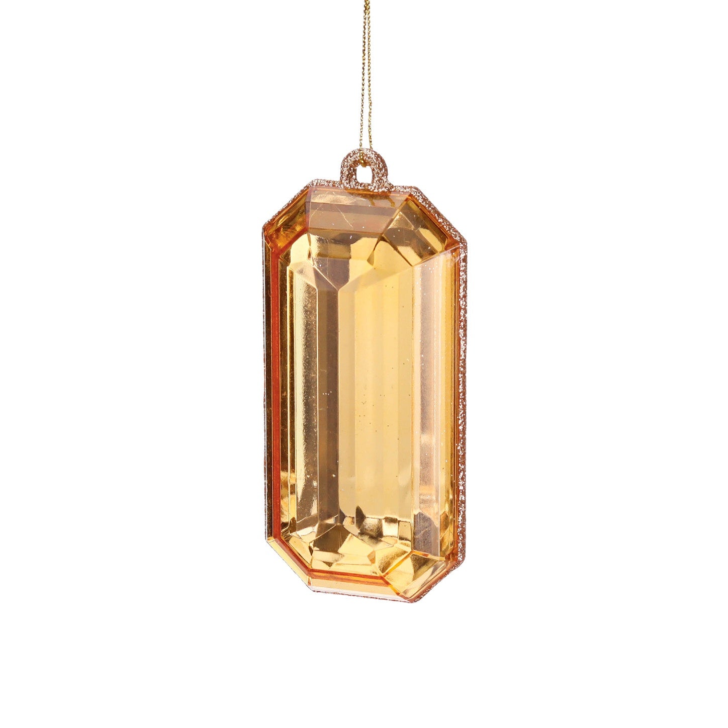 Goodwill Belgium Champagne Gold Facet Jewel Christmas Tree Ornament Rectangle