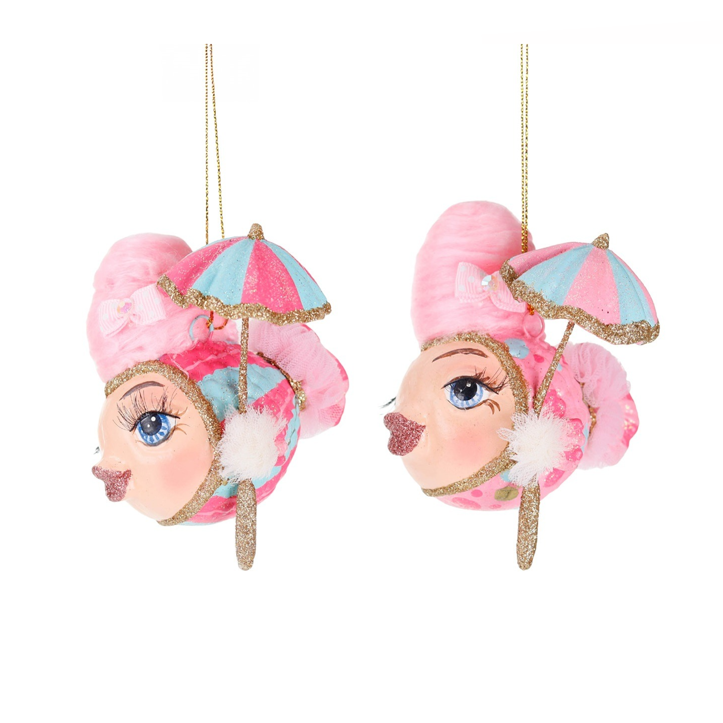 Cotton Candy Carnival Puffer Fish Ornaments 3.5" (Set of 2)