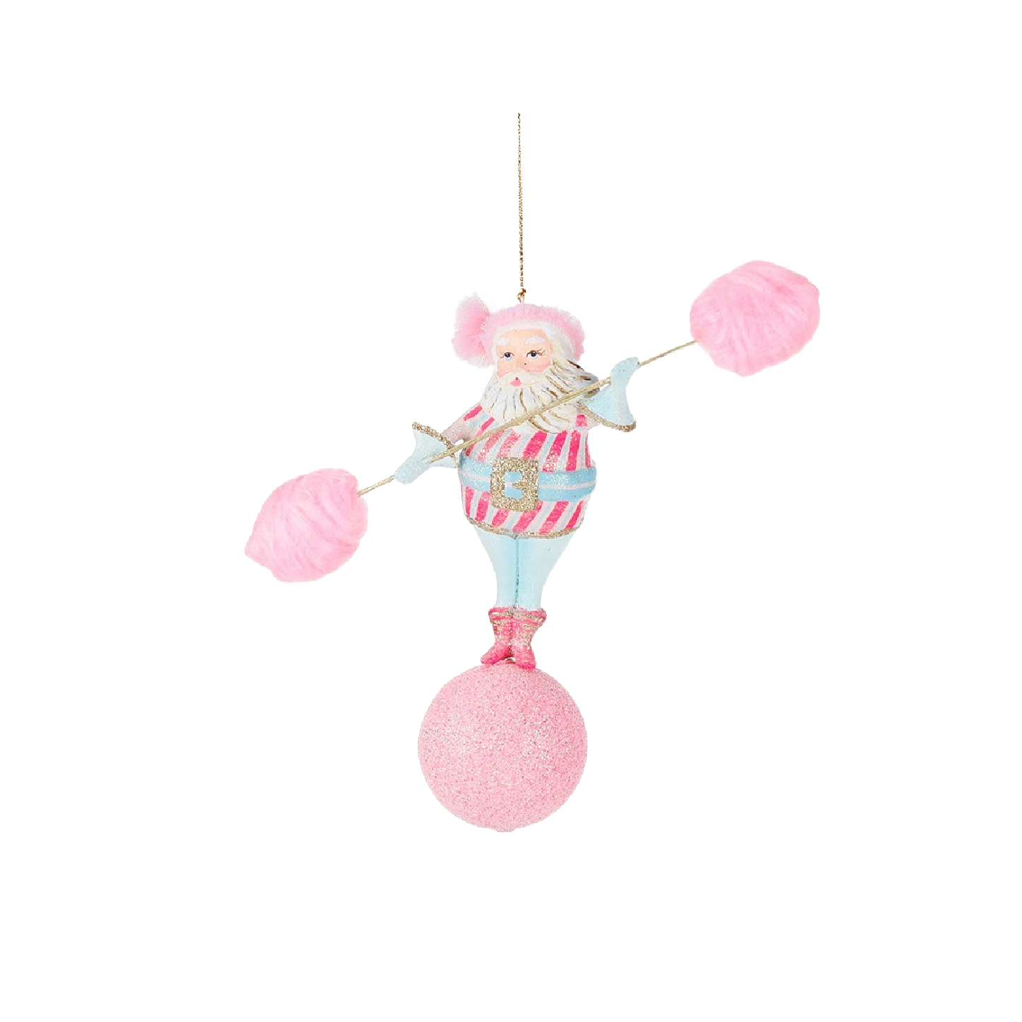 Cotton Candy Carnival Balance Santa Ornaments 7"