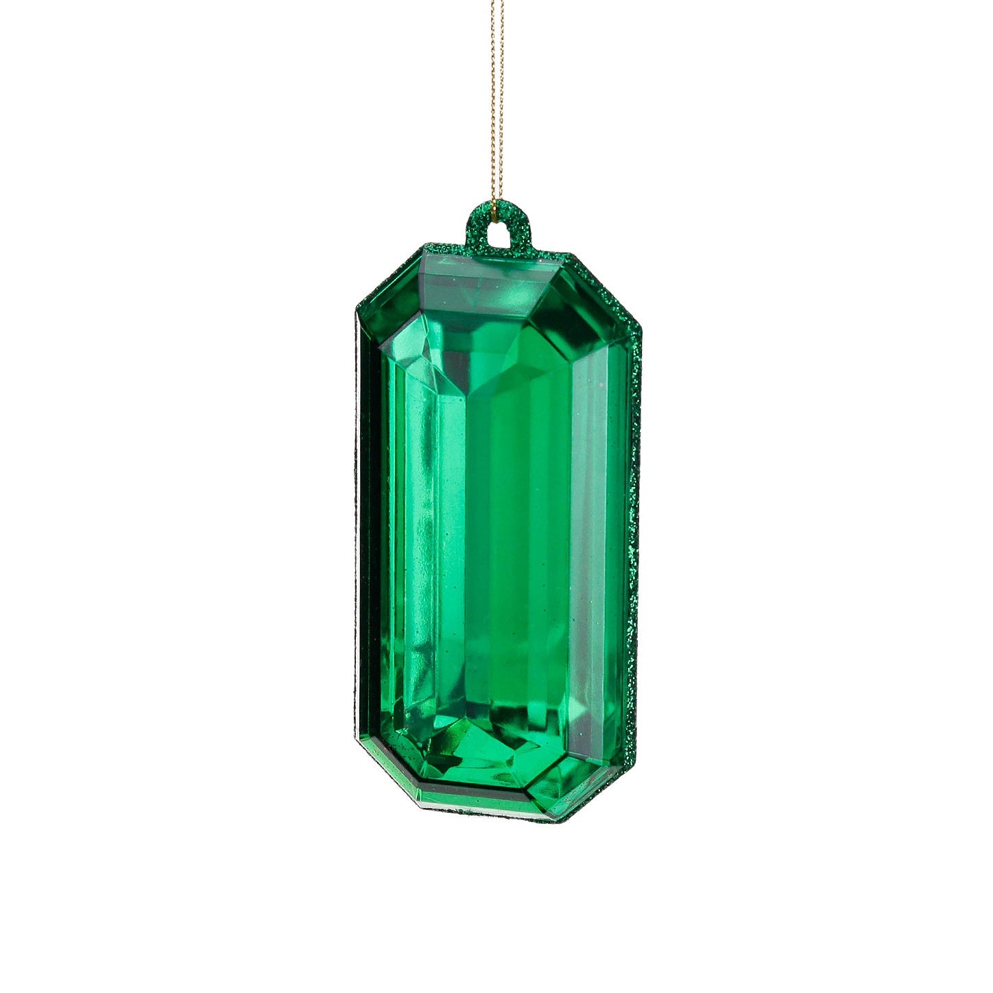 Emerald Facet Jewel Ornament 5"