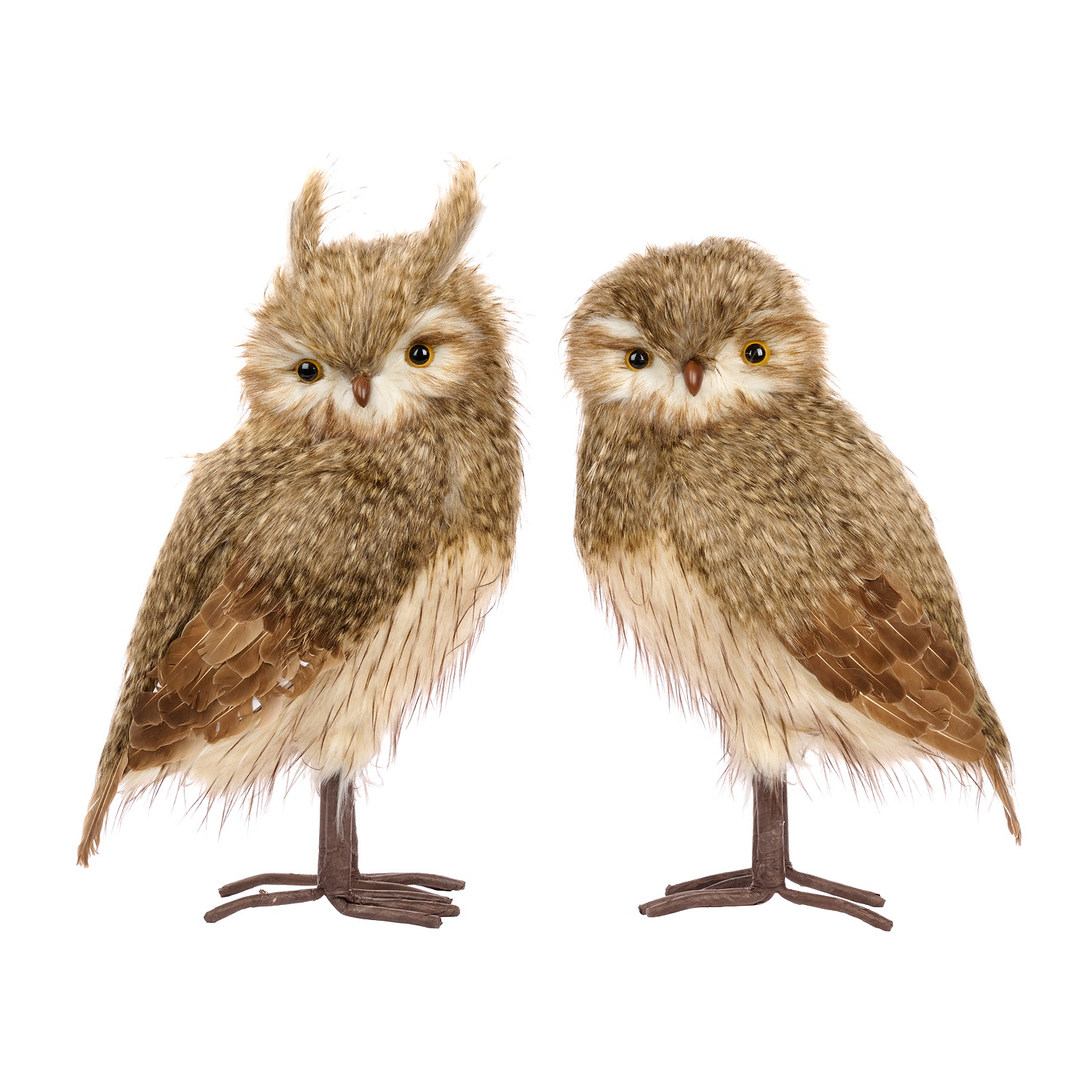 Furry Woodland Owls XL 21" (Set of 2)