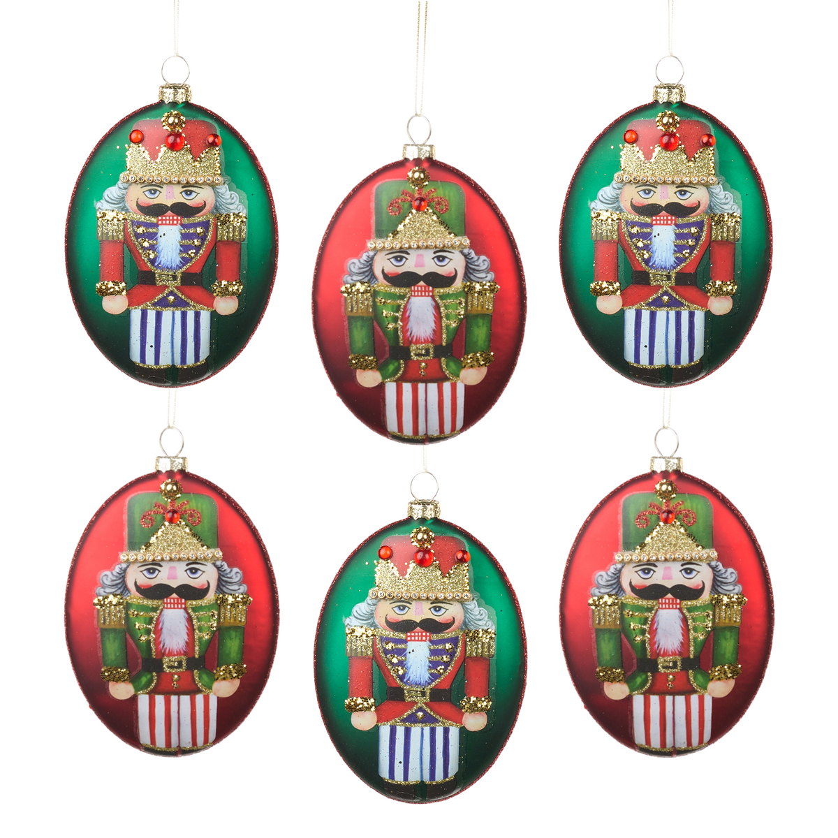 Goodwill Belgium Glass Nutcracker Oval Pendant Ornaments