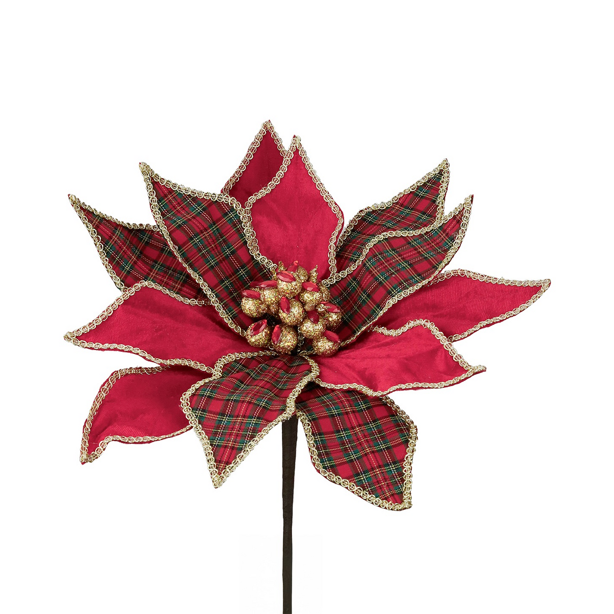 Goodwill Belgium Highland Tartan Jewel Poinsettia Stem