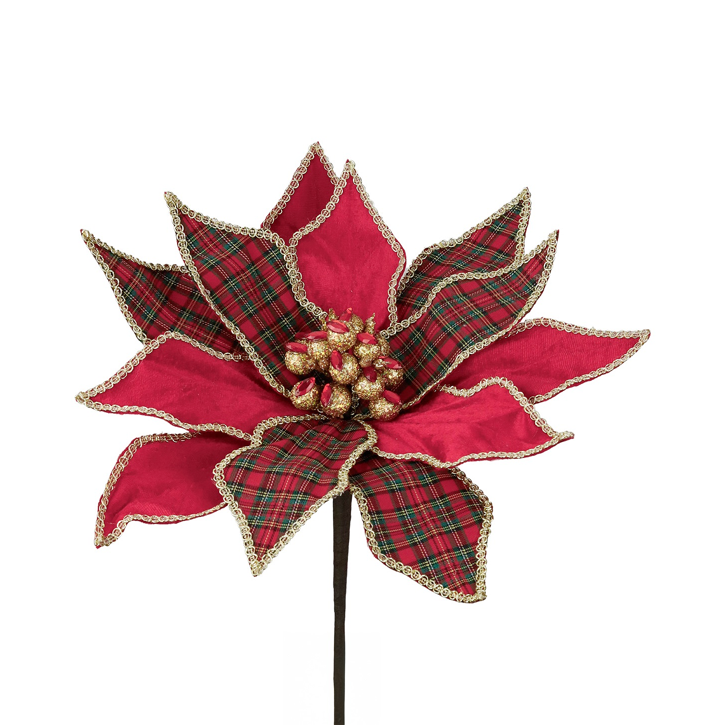 Goodwill Belgium Highland Tartan Jewel Poinsettia Stem