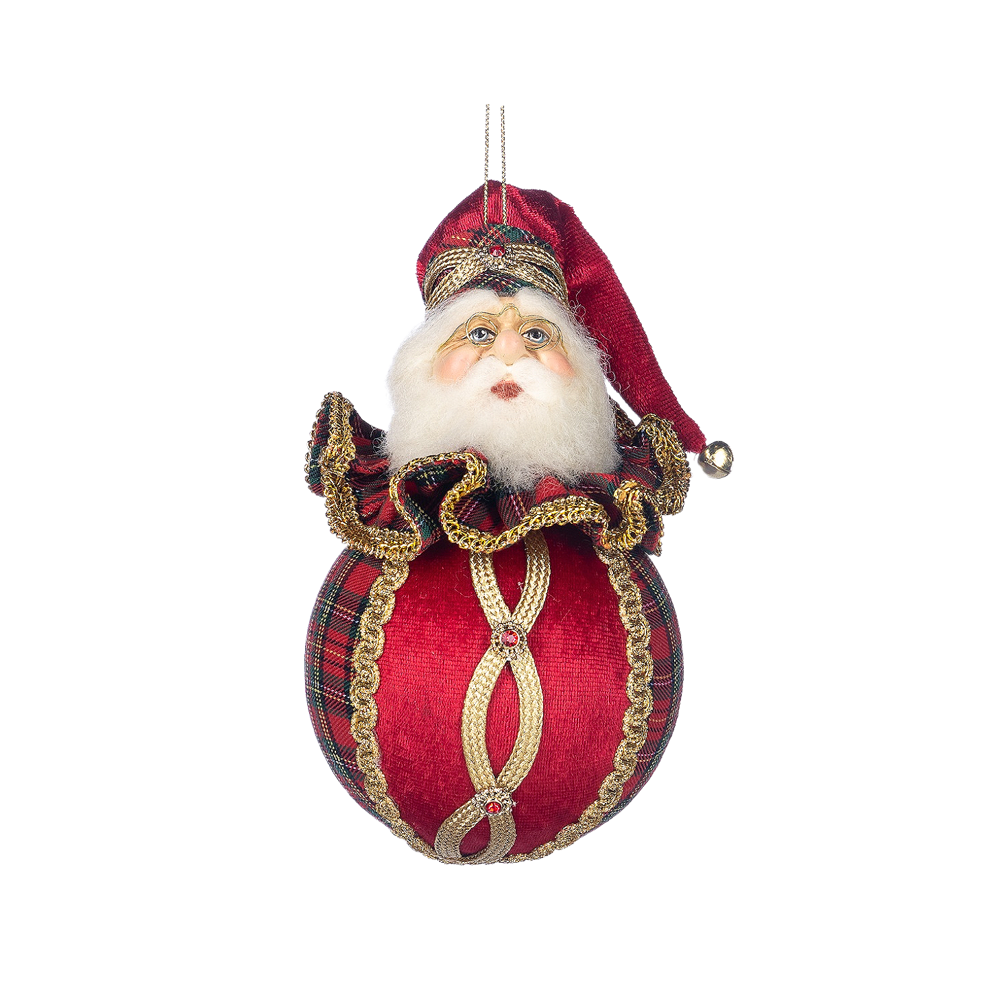 Highland Tartan Santa Ornament 8"