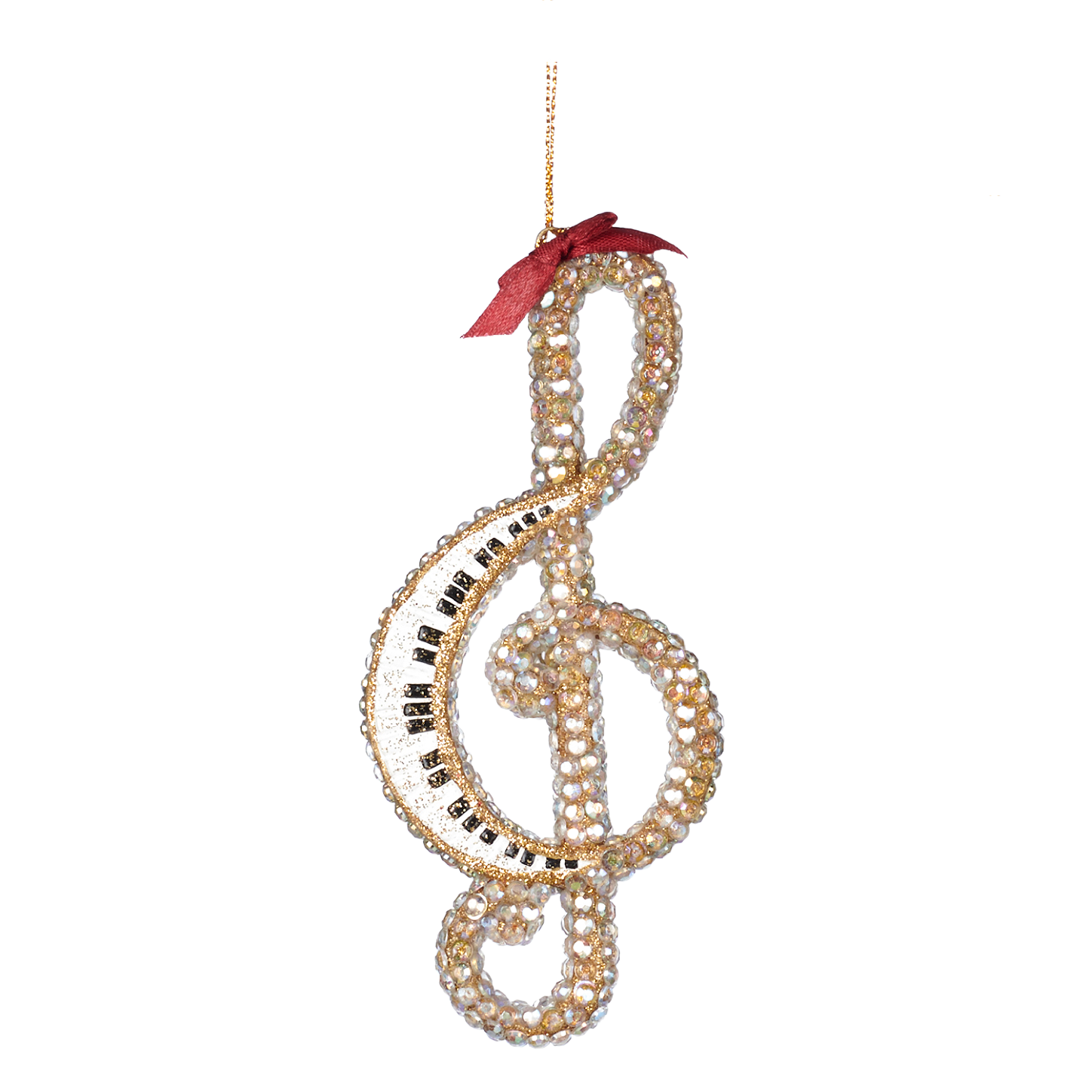 Jewelled Piano Musical Note Ornament 6"