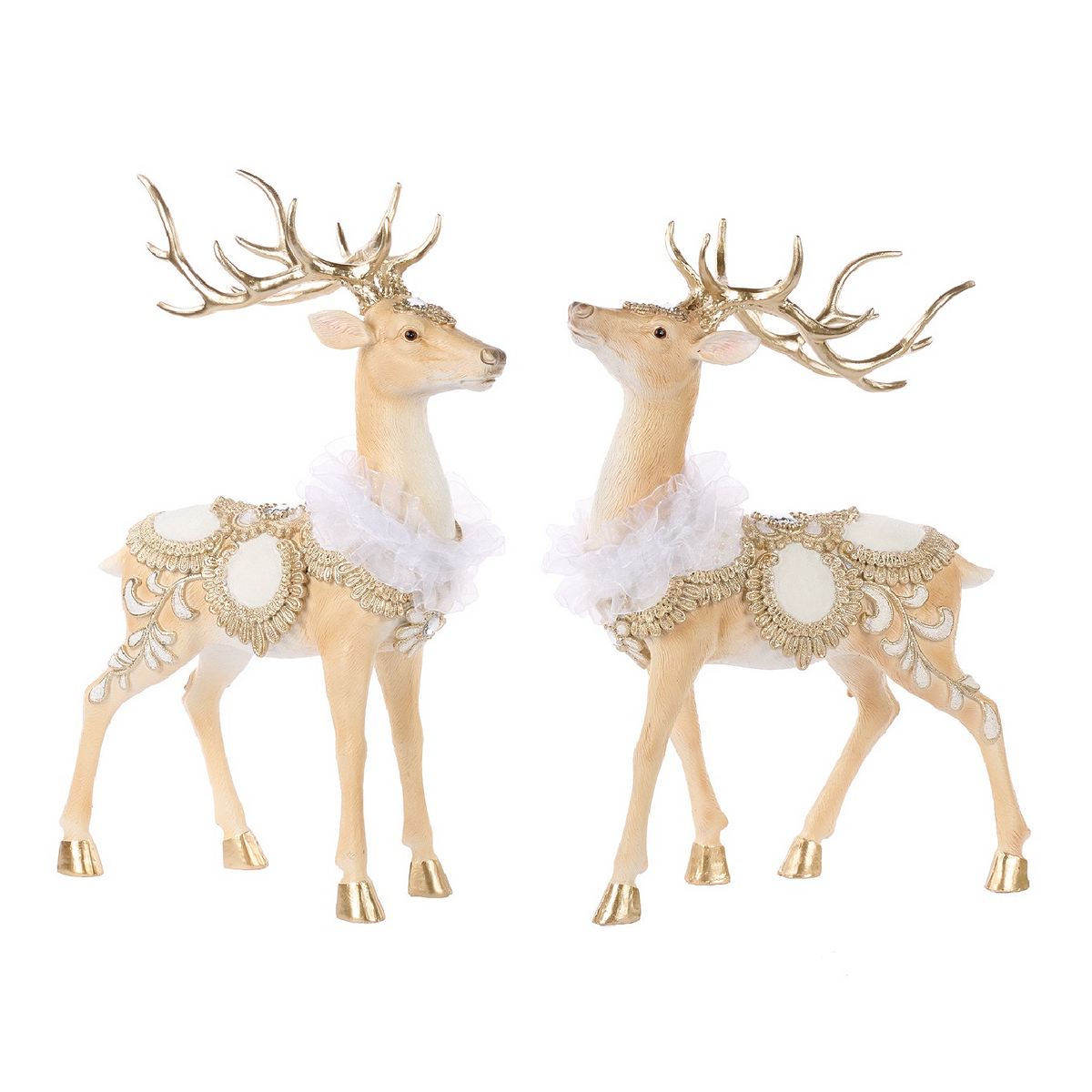 Goodwill Belgium Regal Winter Deer with Saddle Christmas decorations set of two