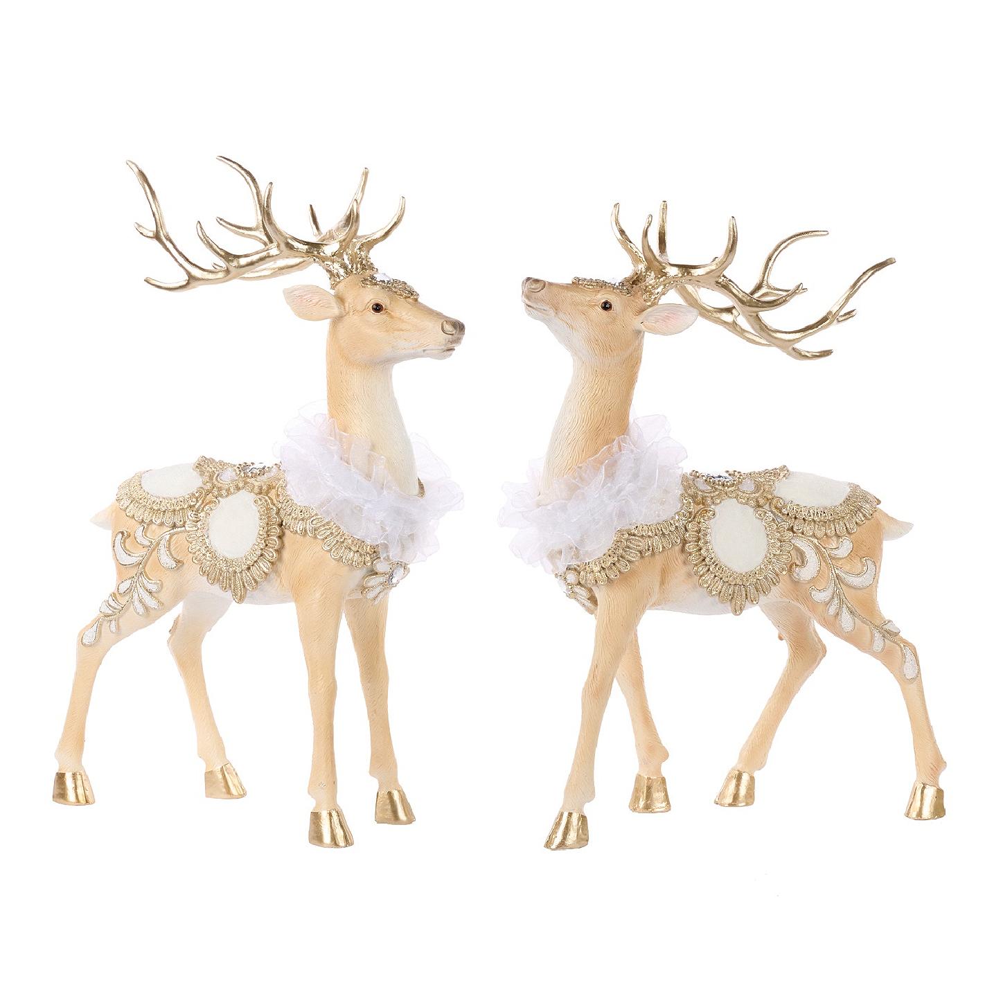 Goodwill Belgium Regal Winter Deer with Saddle Christmas decorations set of two