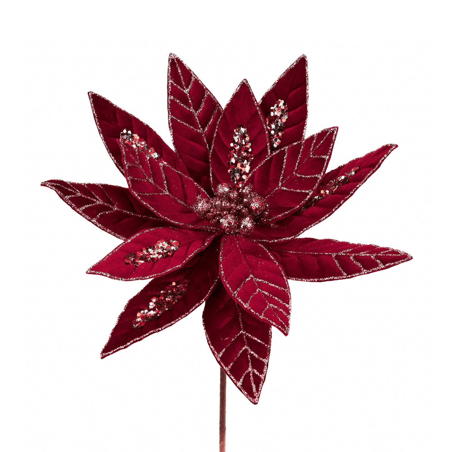 Sparkling Burgundy Christmas Poinsettias