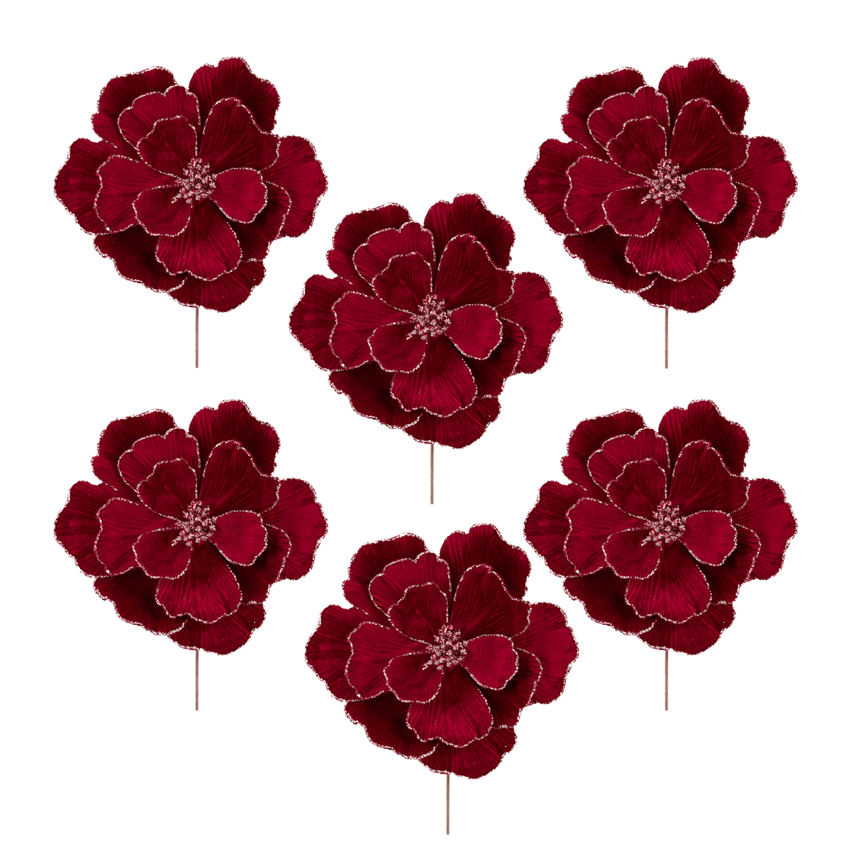 Sparkling Burgundy Magnolia Flower Decorations