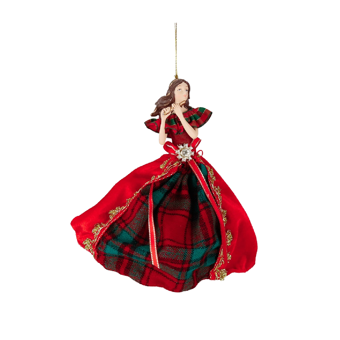 Highland Tartan Flute Player Ornament 9"