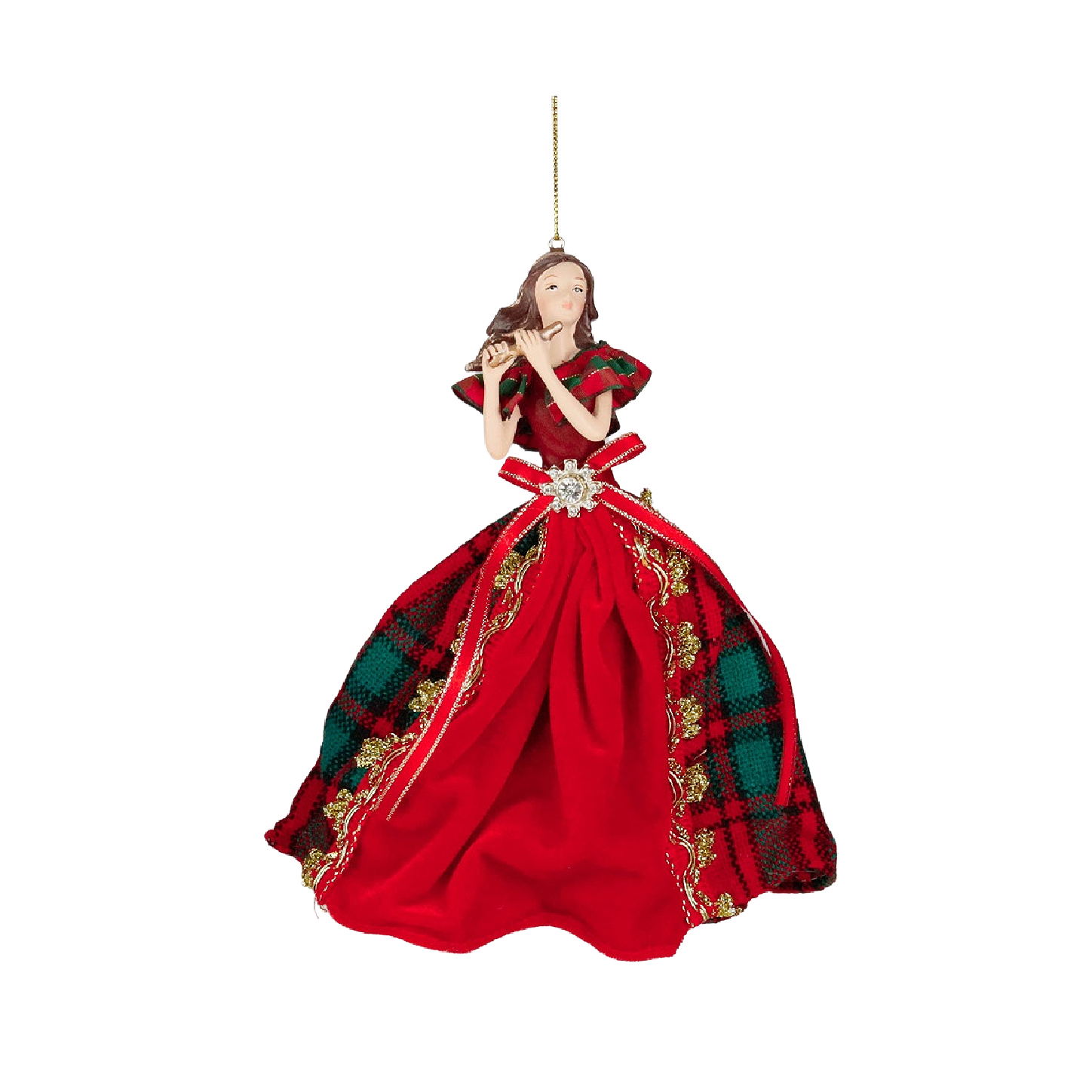 Highland Tartan Flute Player Ornament 9"