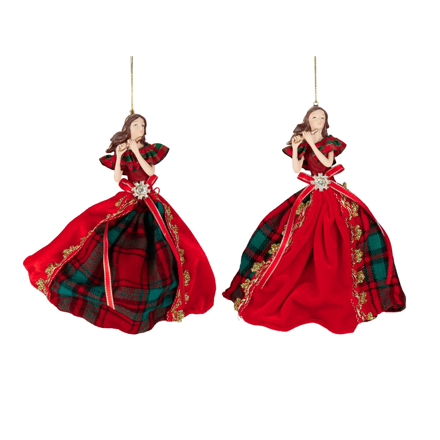 Highland Tartan Flute Player Ornament 9"