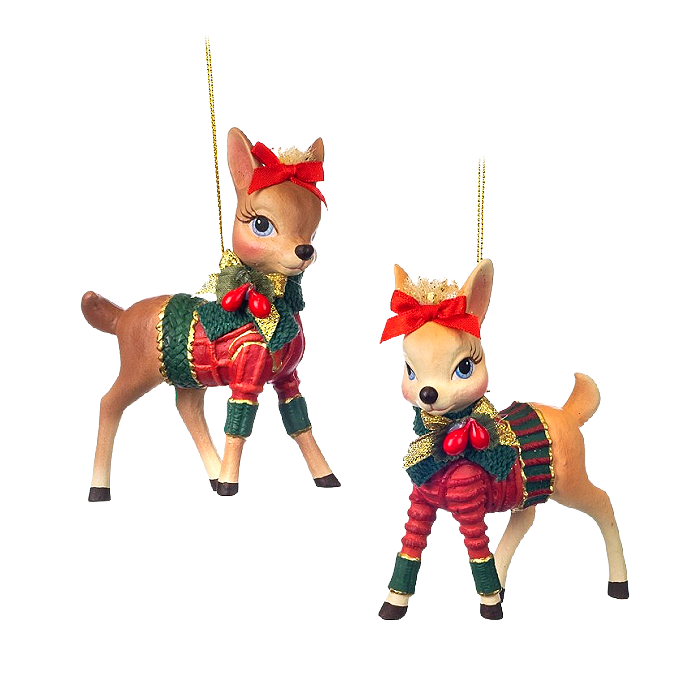 Goodwill Belgium Woodland Xmas Bambi with Sweater Christmas Ornament