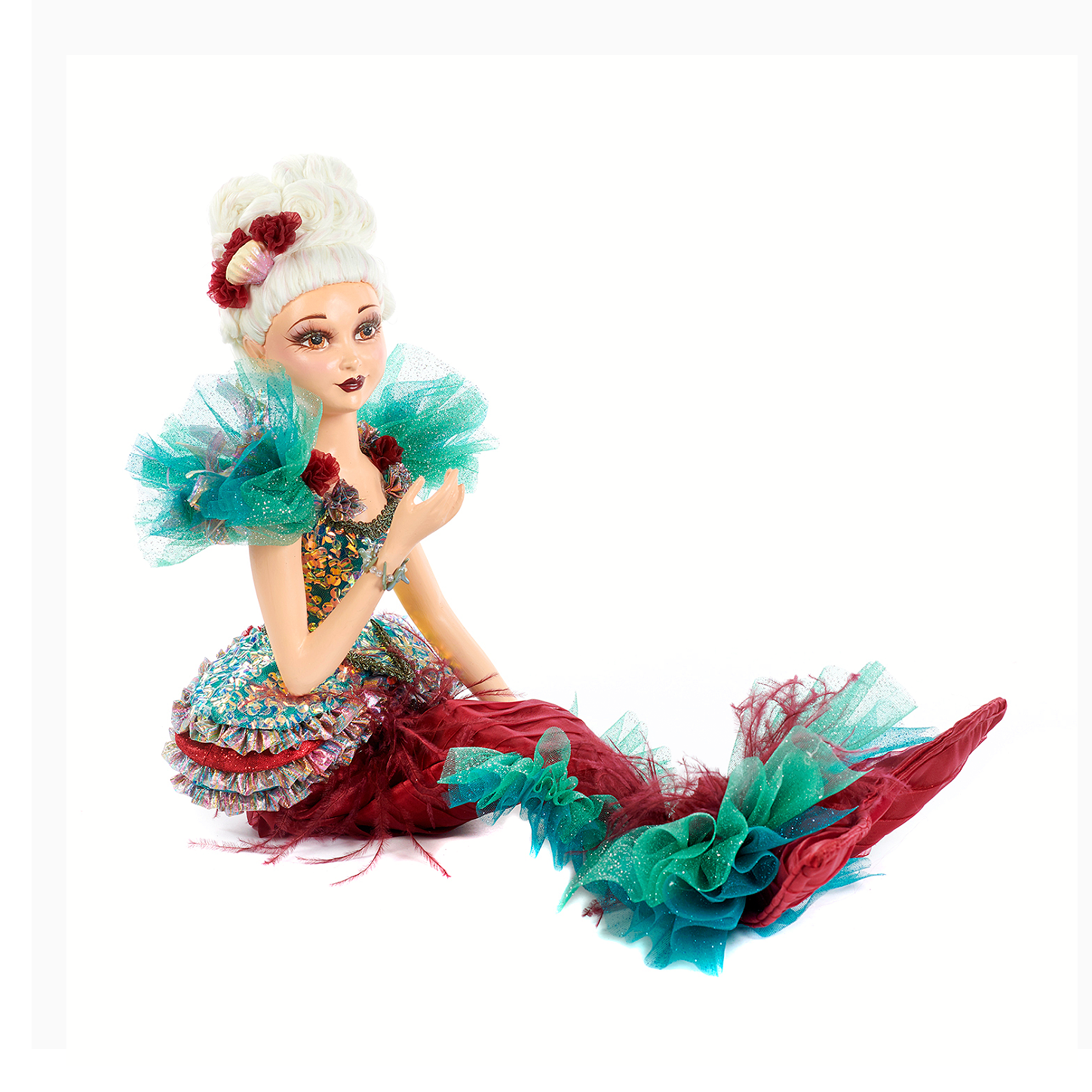 Baroque Turquoise Mermaid Display Doll 27.5"