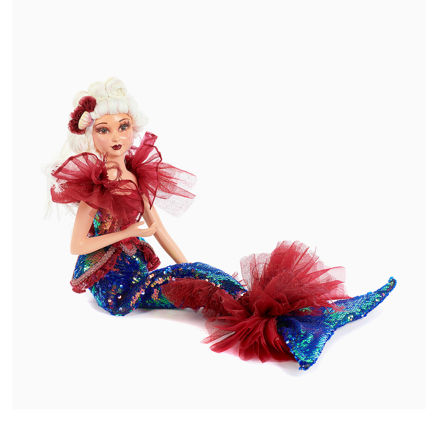 Aqua Baroque Peacock Mermaid Display Doll 27.5"