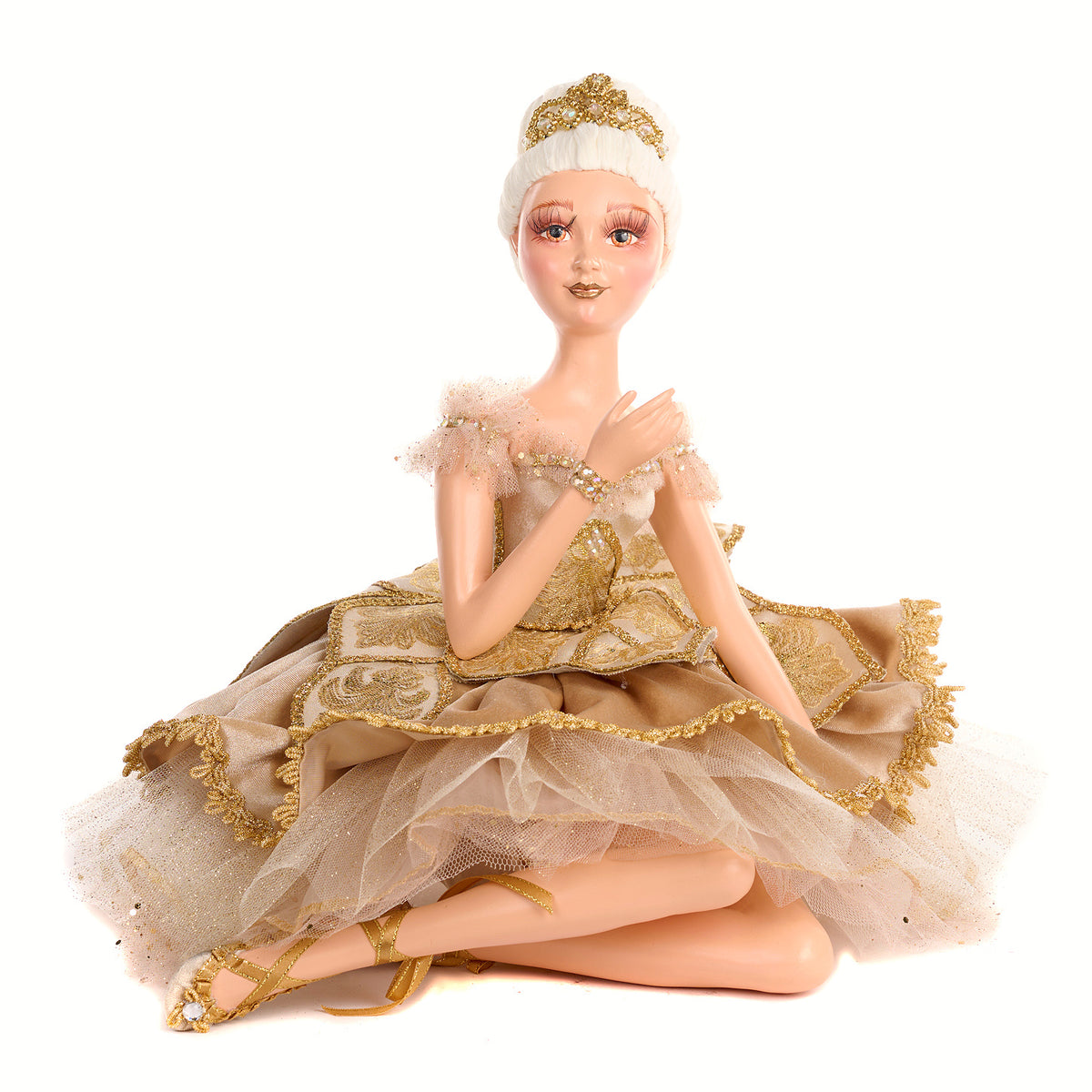 Goodwill MG Golden Nutcracker Seated Ballerina Doll Cream/Gold