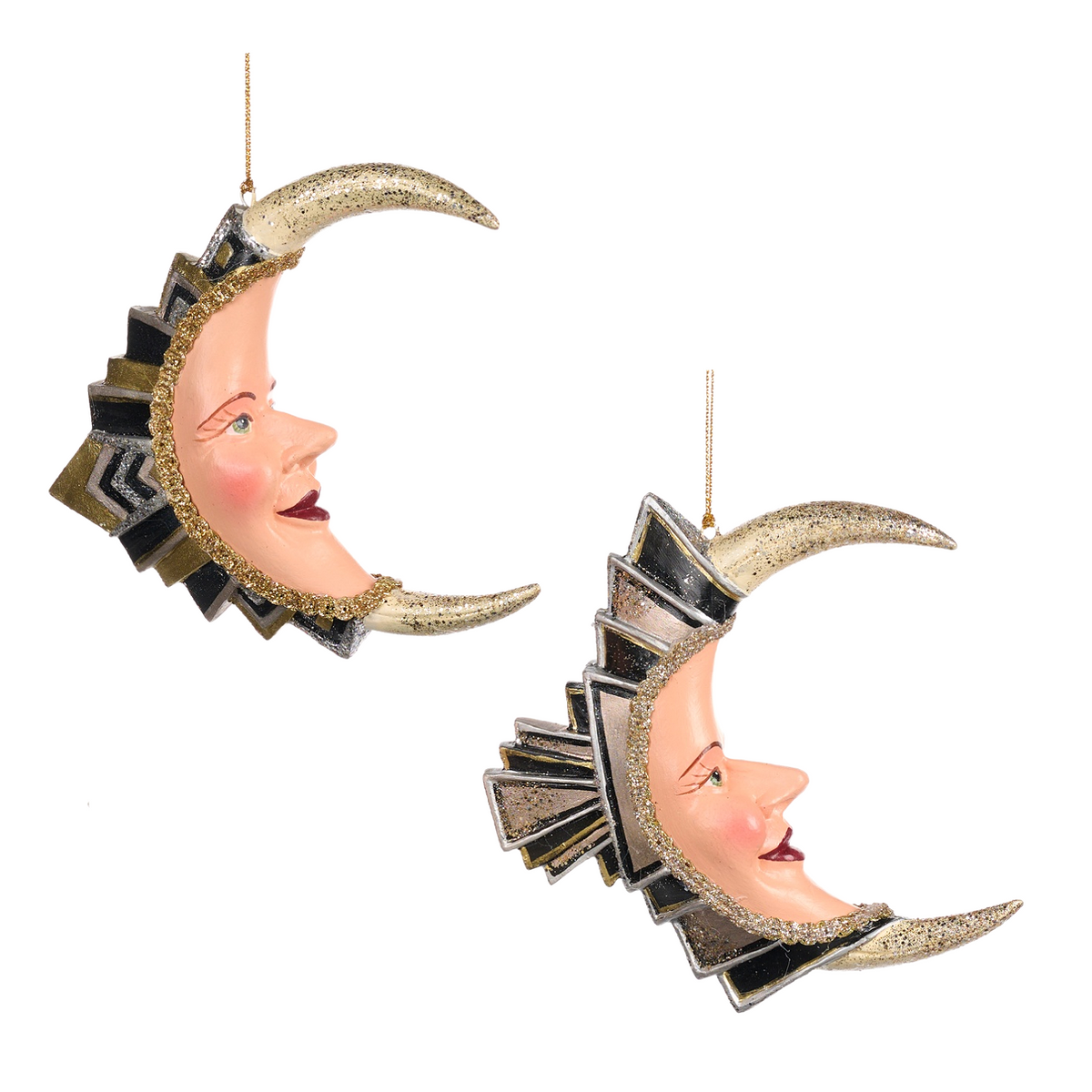 Goodwill Belgium Adelphi Art Deco Moon ornaments set of two