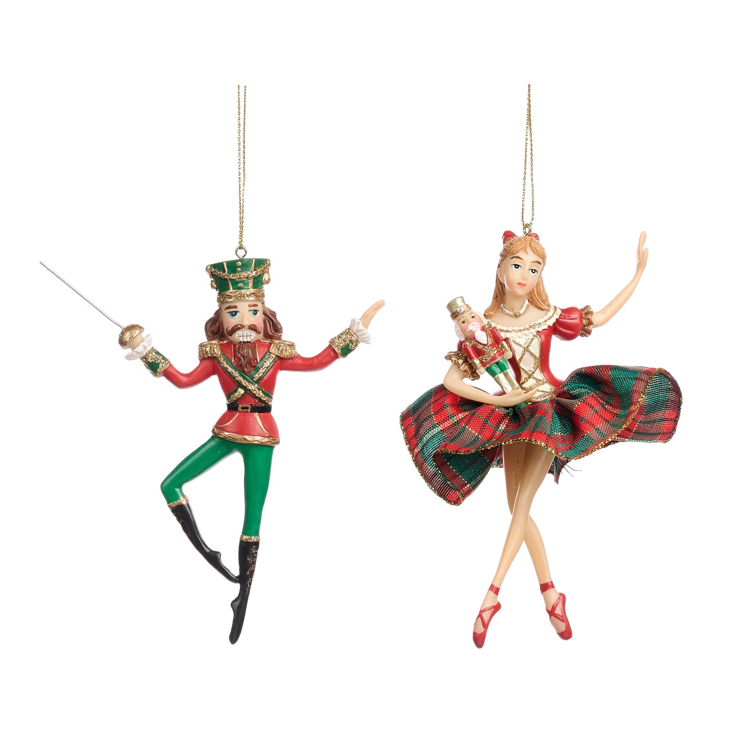 Highland Tartan Clara and Nutcracker Prince 13cm (Set of 2)