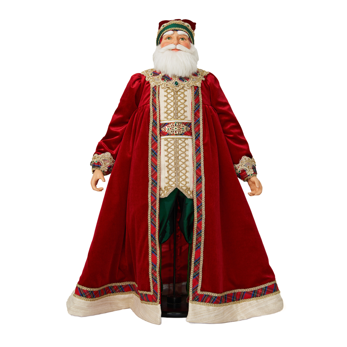 Katherines Collection Tartan Gold Santa Figure