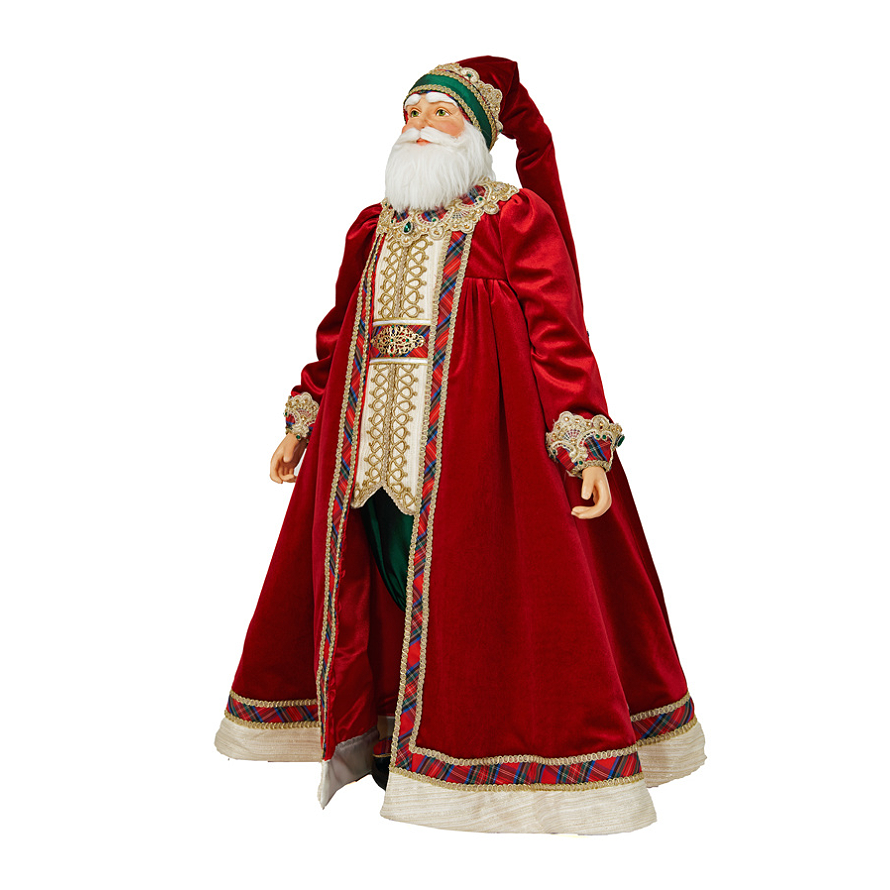 Katherines Collection Tartan Gold Santa Figure