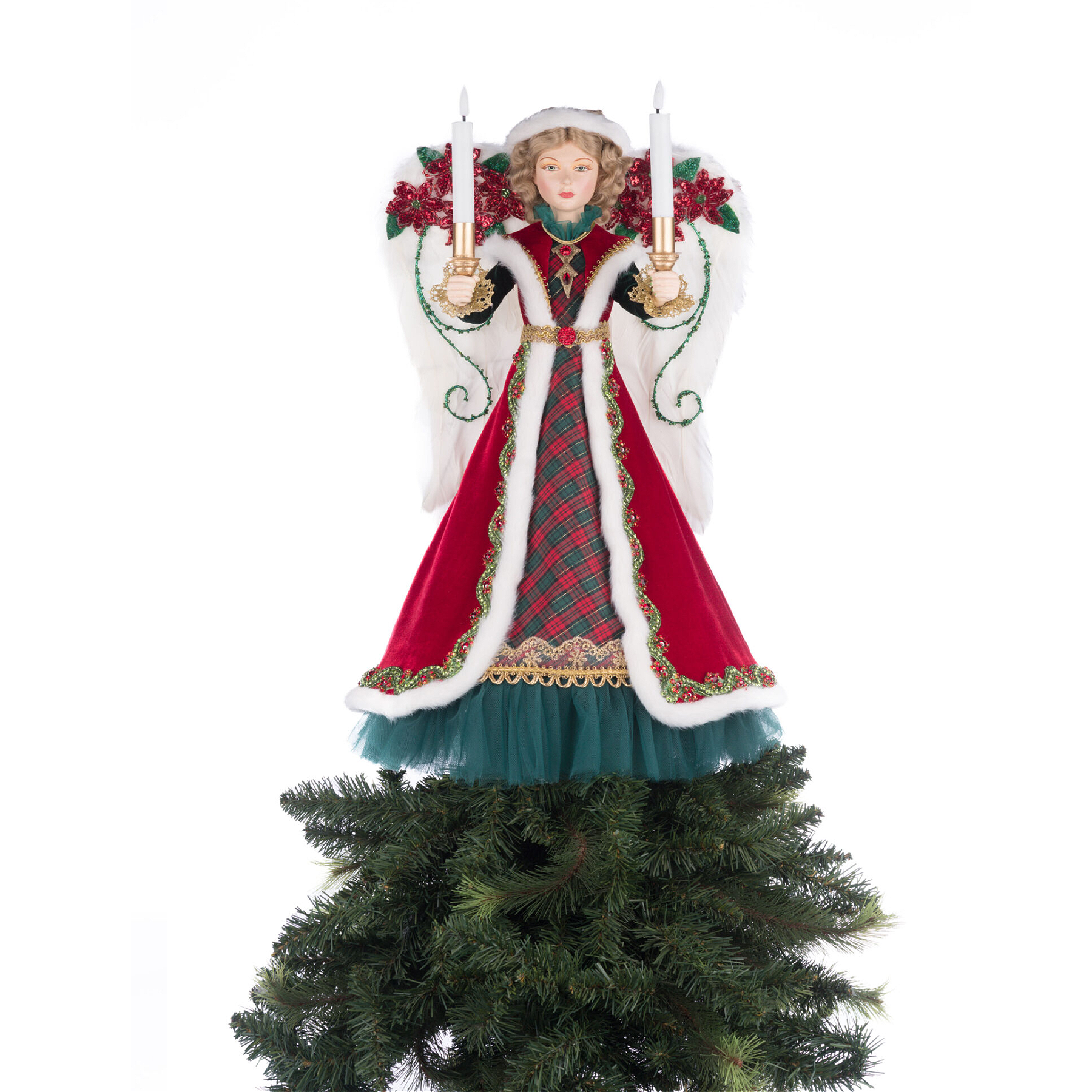 Katherine's Collection Penelope Poinsettia Angel Tree Topper