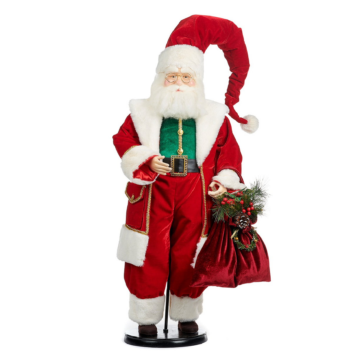 Traditional Santa Claus figure holding a bag of toys.