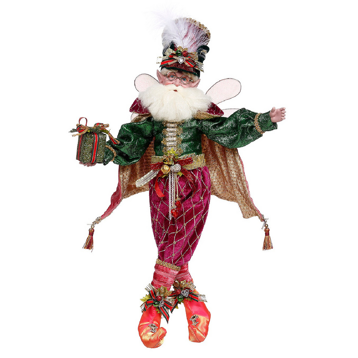 Mark Roberts All I Want for Christmas Santa Fairy collectible in velvet and gold brocade with festive gift