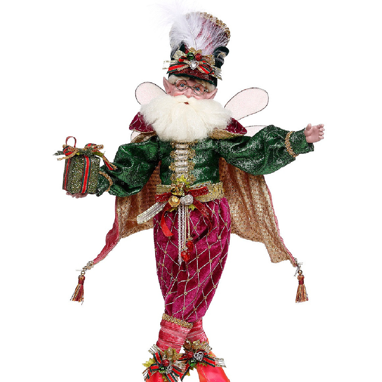 Mark Roberts All I Want for Christmas Santa Fairy collectible in velvet and gold brocade with festive gift