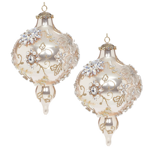 Mark Roberts Luxury Glass Kings Jewels Arabesque Finial Beaded Pearl