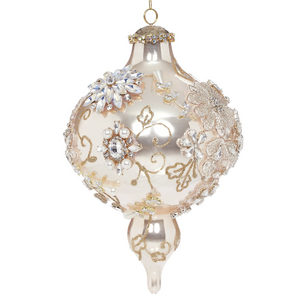 Mark Roberts Luxury Glass Kings Jewels Arabesque Finial Beaded Pearl