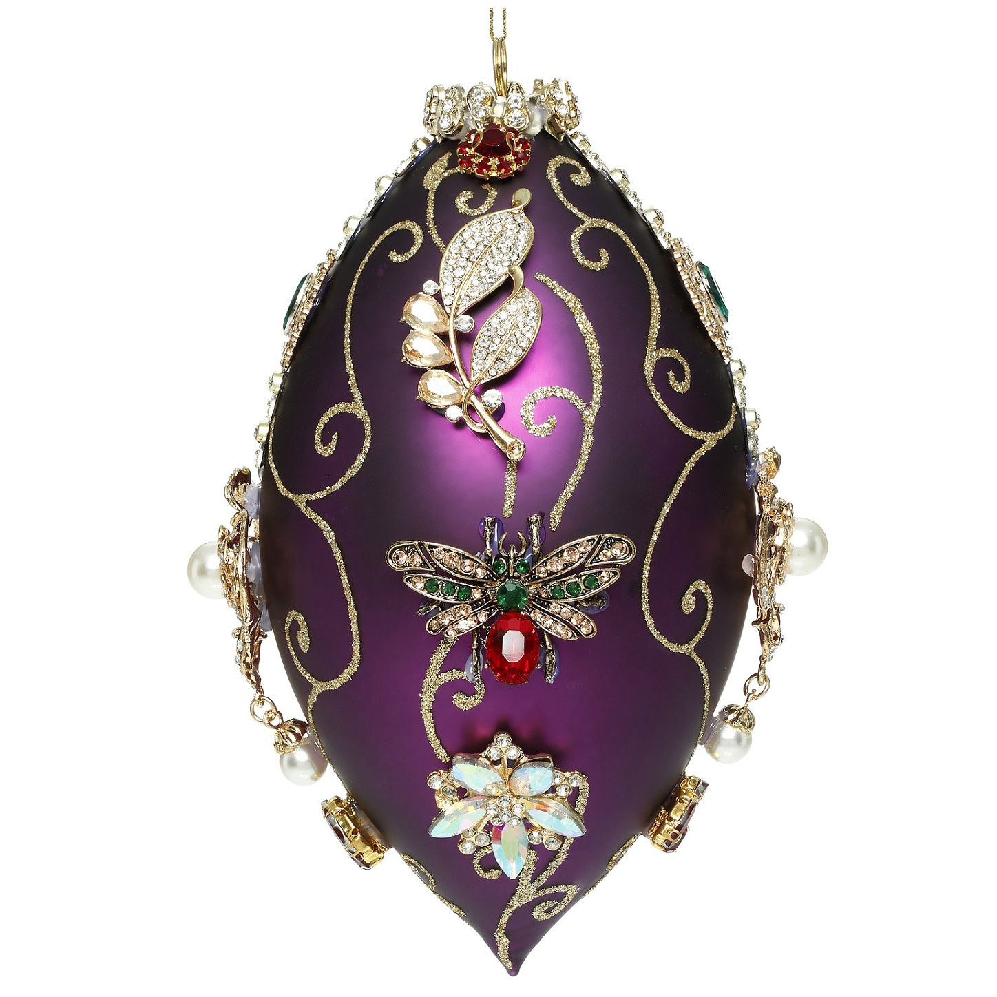 Mark Roberts Luxury Glass Kings Jewels Marquise Finial Amethyst