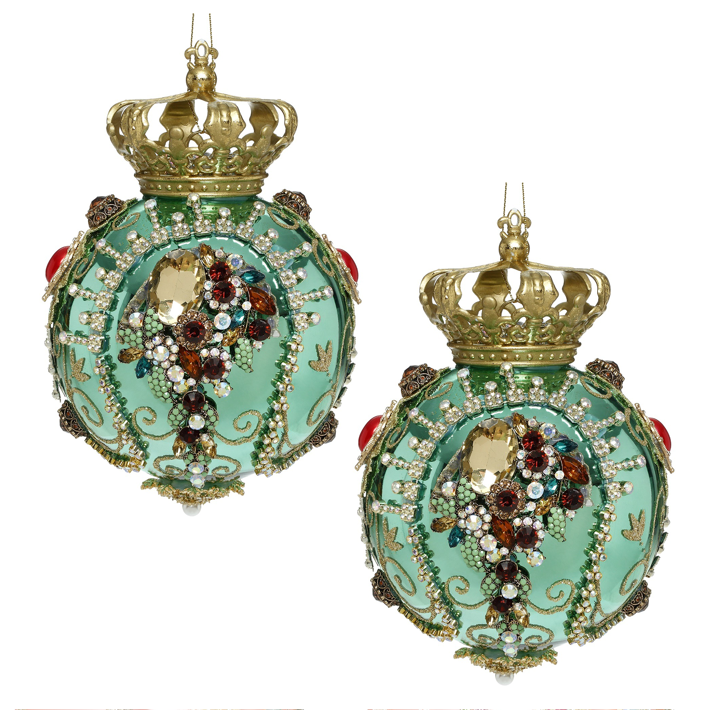 Mark Roberts Luxury Christmas Glass Kings Jewels Royal Orb Green