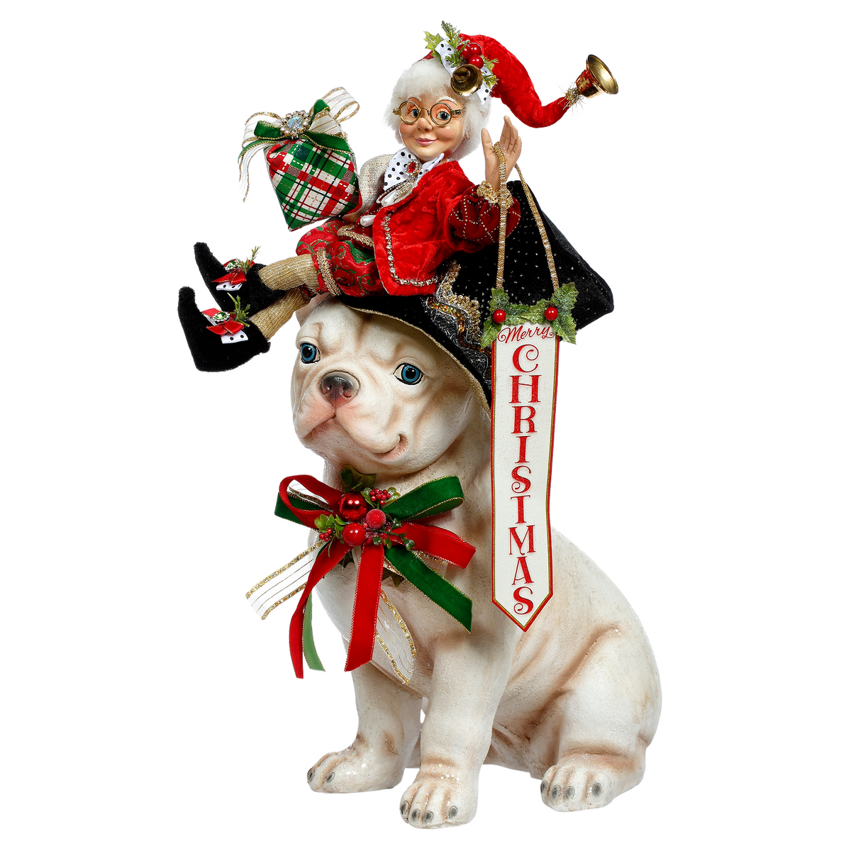 Mark Roberts Merry Christmas Bulldog With Elf