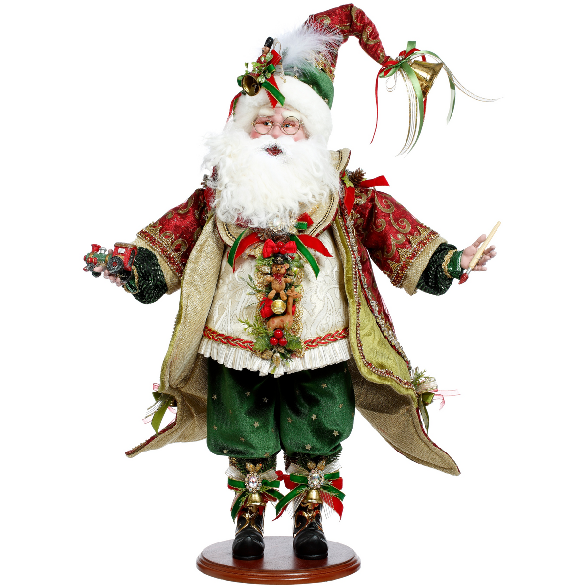 Mark Roberts Workshop Santa collectible in velvet and brocade with toy