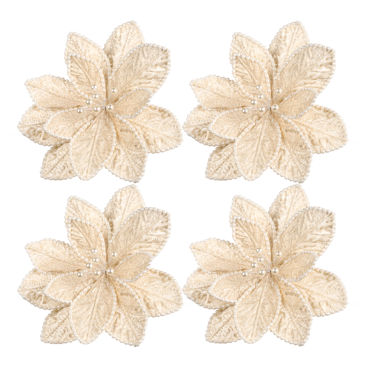 Goodwill M&G Pearl Petal Cream Poinsettia Clips