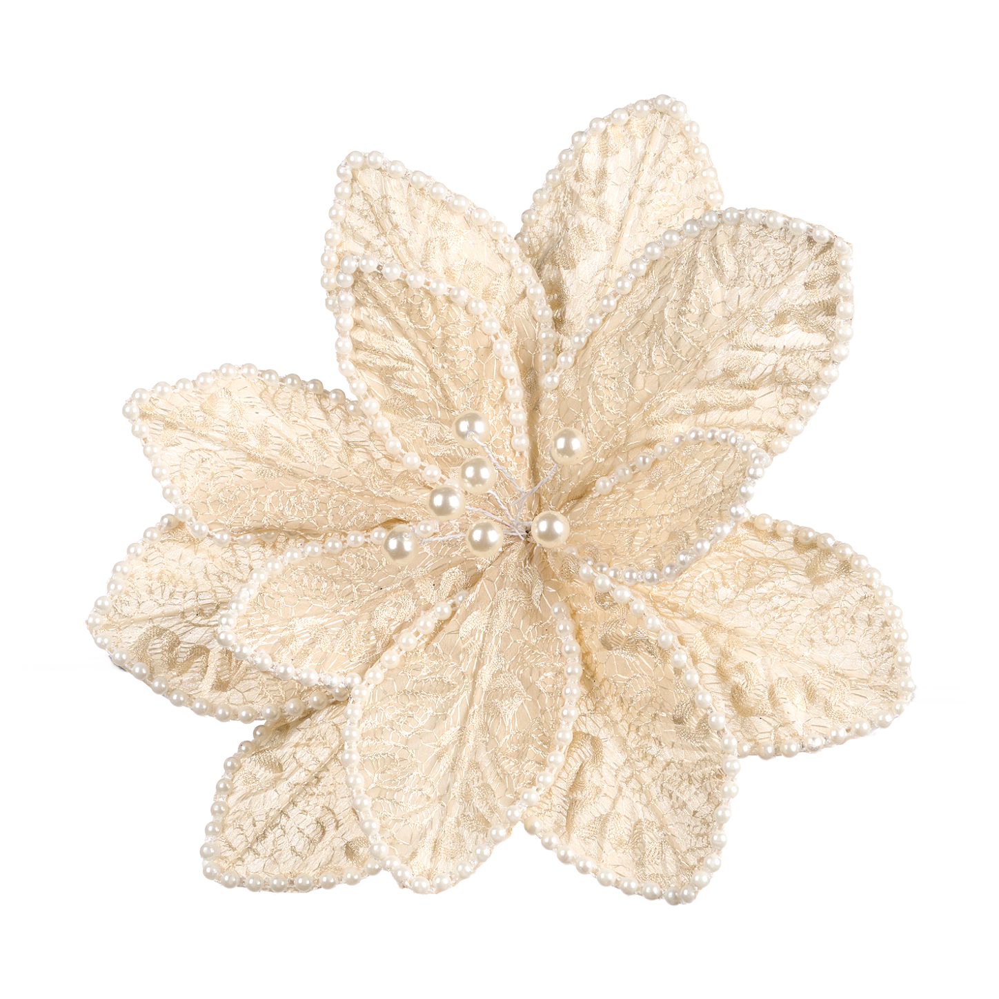 Goodwill M&G Pearl Petal Cream Poinsettia Clips