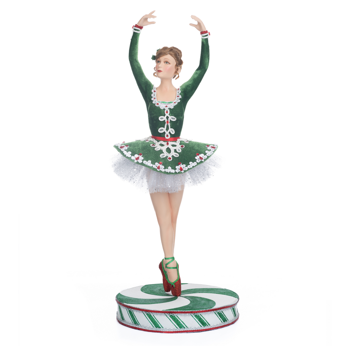 Katherine’s Collection Peppermint Palace Ballerina Doll in green costume – 61cm festive decoration