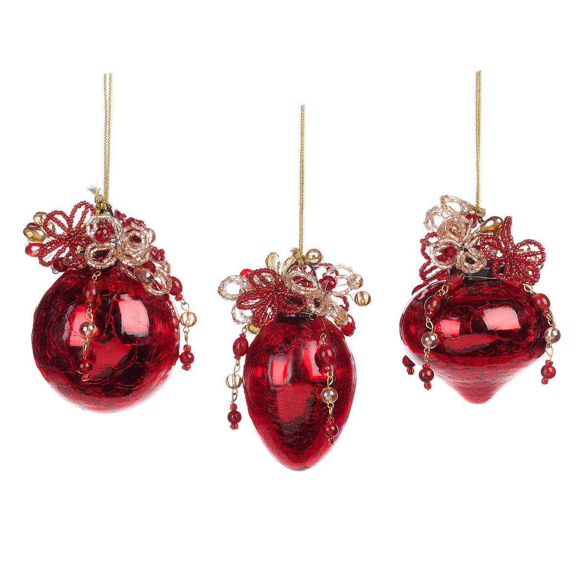 Goodwill M&G Holiday Decor
Red Crackle Glass Beaded Bauble Set