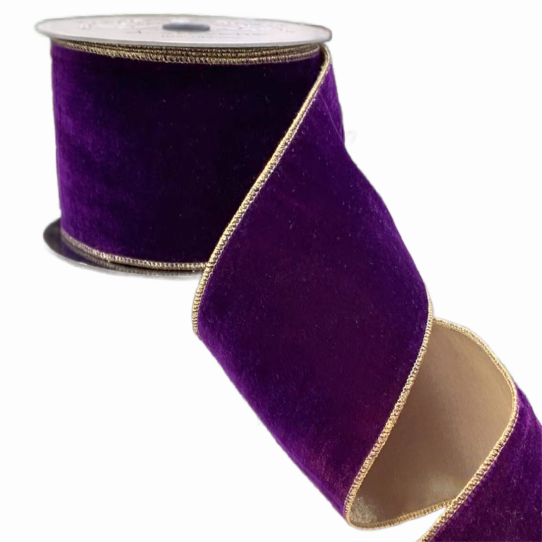 D Stevens Vintage French Deep Purple Velvet  Wired Ribbon