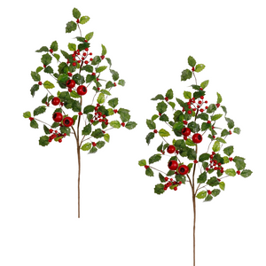 Winward Silks Shimmer Holly Berry Branch