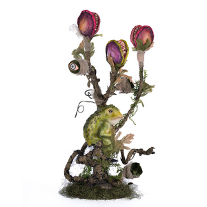 Gothic candelabra with vines, frog, moss and eerie plant details