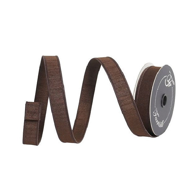 Chocolate brown dupion wired ribbon roll