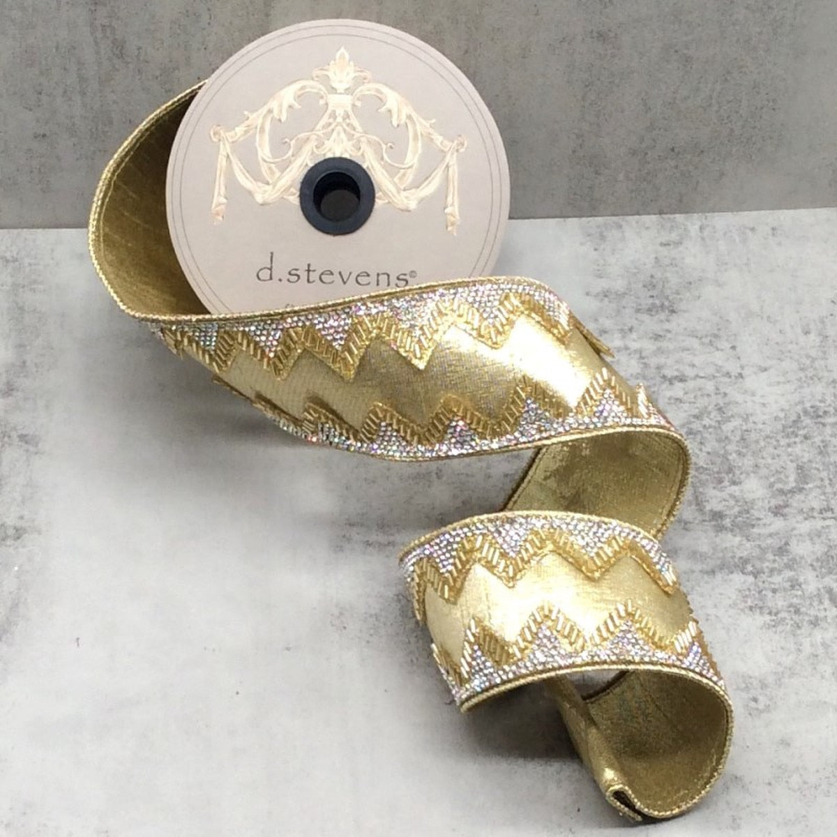 gold art deco crystal bijoux dupion Christmas ribbon