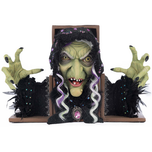 Katherine’s Collection witch bookends with lifelike witch head and hands