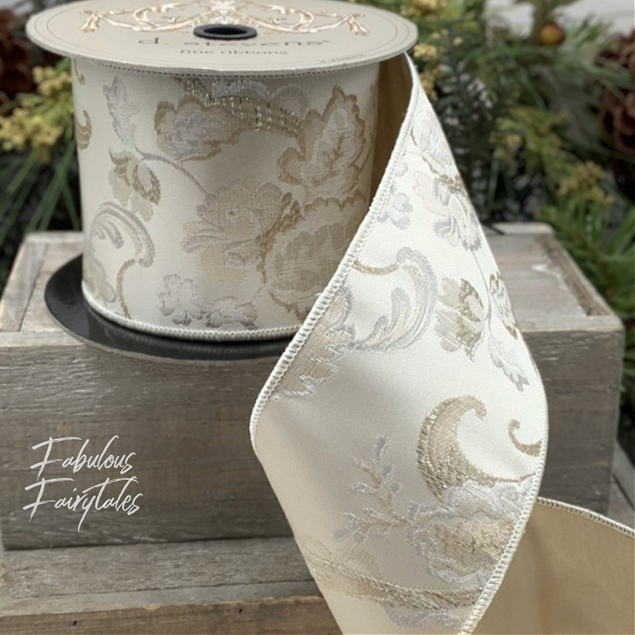 D Stevens French Floral Brocade Designer Wedding Ribbon