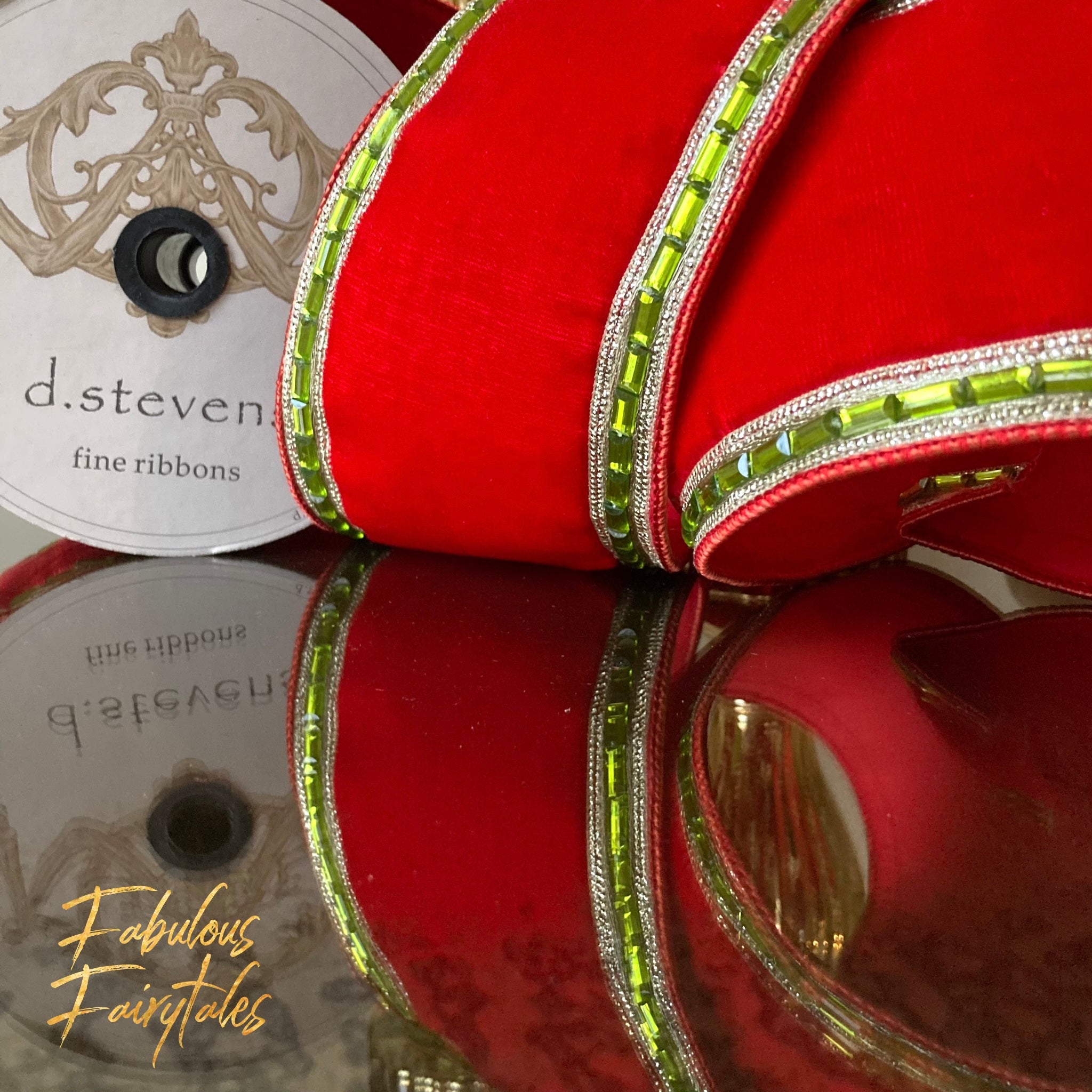 D Stevens Luxury Red Velvet Bijoux Crystal Christmas Ribbon Wired -  Fabulous Fairytales