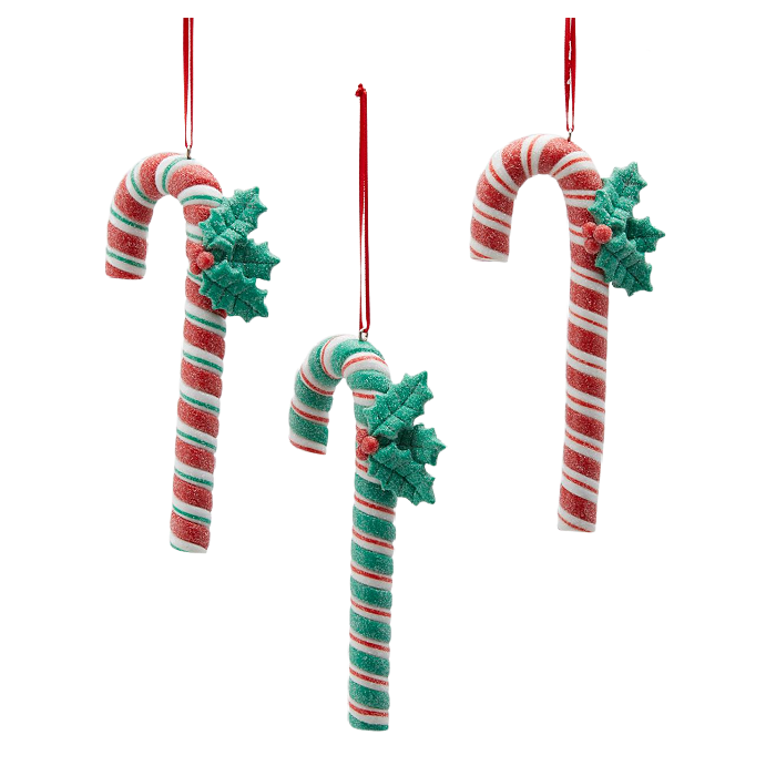 EDG Jolly Holly Christmas Candy Cane Ornaments