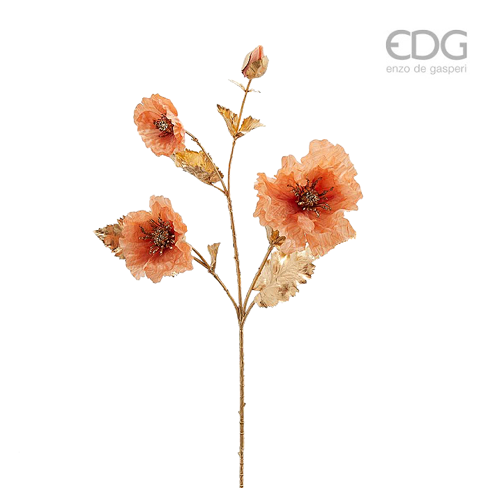 EDG Gilded Peach Poppy Floral Stem
